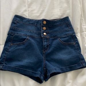 dark denim blue high waisted shorts size 3